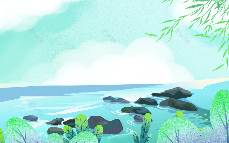 春季插画植物装饰卡通背景绿色柳树背景,插画/手绘图,插画/手绘图库,插画/手绘图下载,插画/手绘